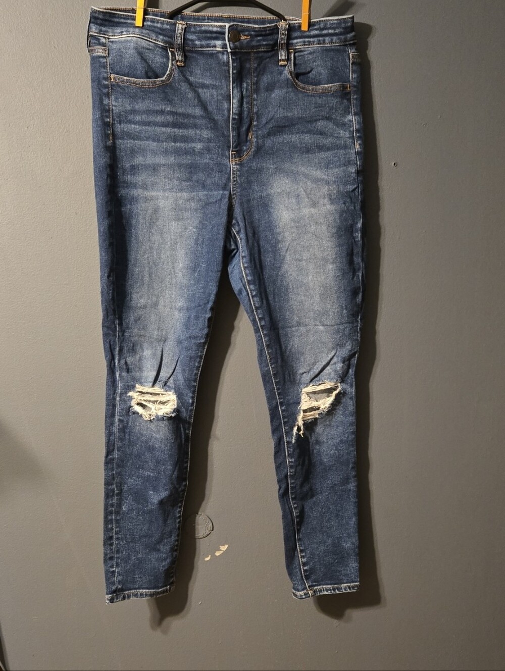 American Eagle Outfitters Dark Blue Distressed Skinny Jeans
